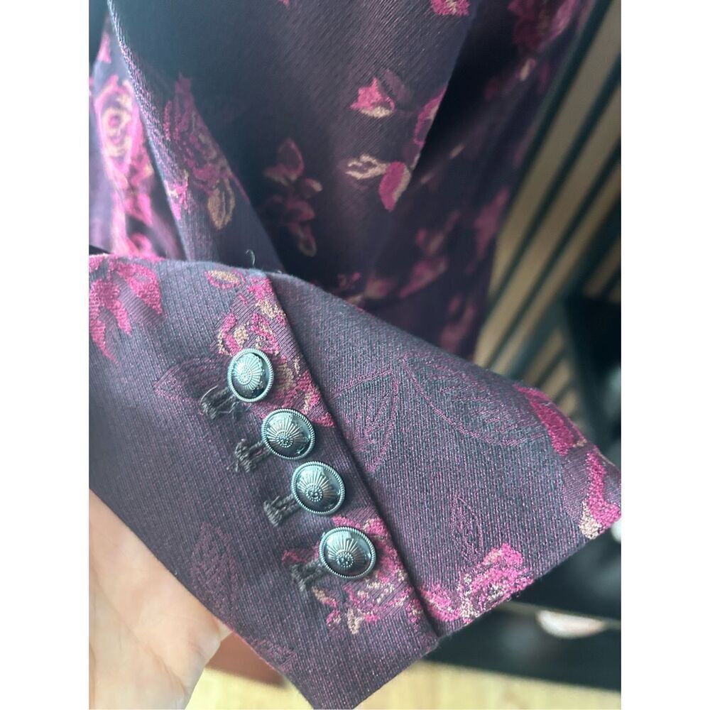 White House black market stylish colorful blazer w roses color red size 12 flora - Picture 4 of 8